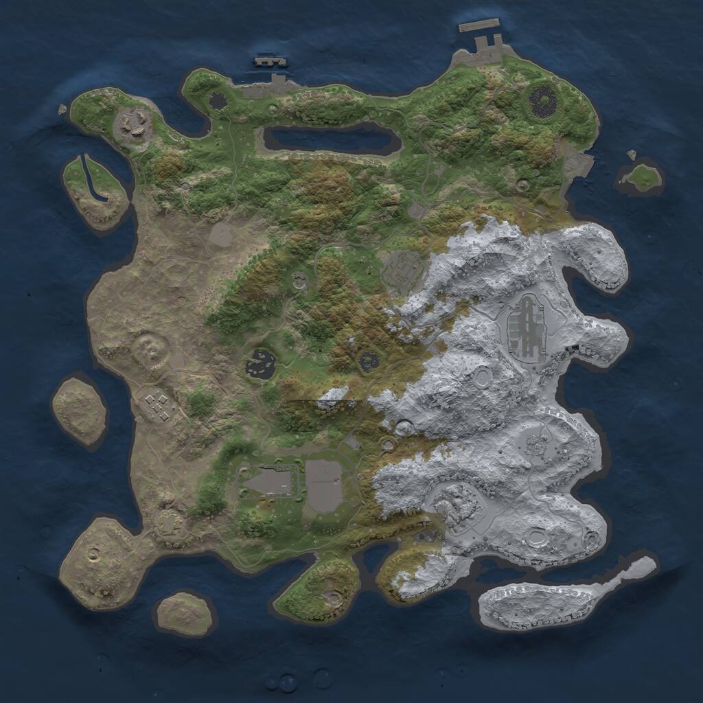 Rust Map: Procedural Map, Size: 3500, Seed: 1857181500, 13 Monuments