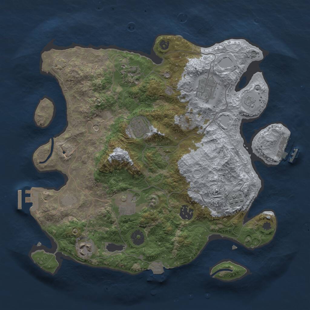 Rust Map: Procedural Map, Size: 3250, Seed: 42642573, 13 Monuments