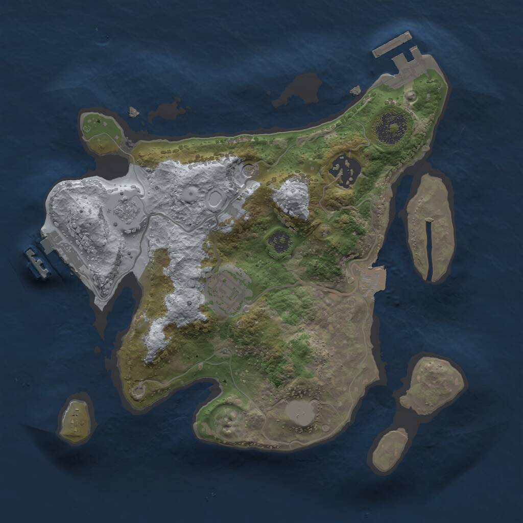 Rust Map: Procedural Map, Size: 2500, Seed: 5043255, 7 Monuments