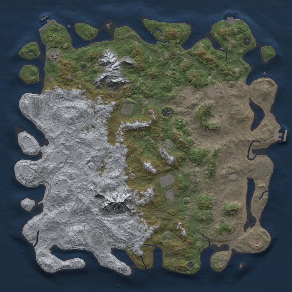 Rust Map: Procedural Map, Size: 5200, Seed: 673878787, 17 Monuments