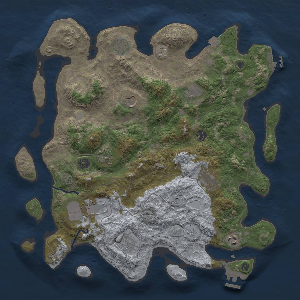 Rust Map: Procedural Map, Size: 4000, Seed: 205173, 16 Monuments