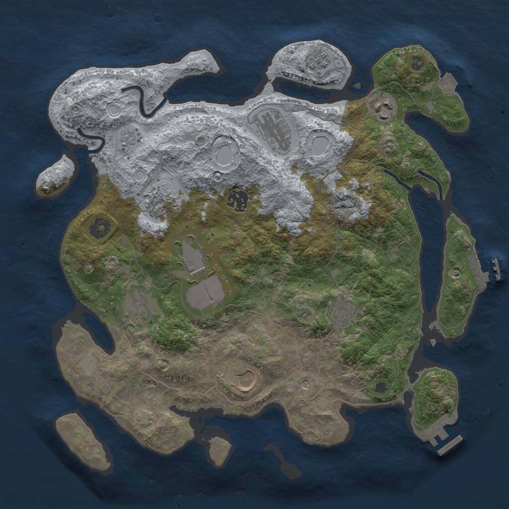Rust Map: Procedural Map, Size: 3600, Seed: 8579, 17 Monuments