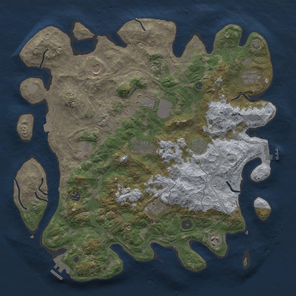 Rust Map: Procedural Map, Size: 4250, Seed: 54212, 17 Monuments