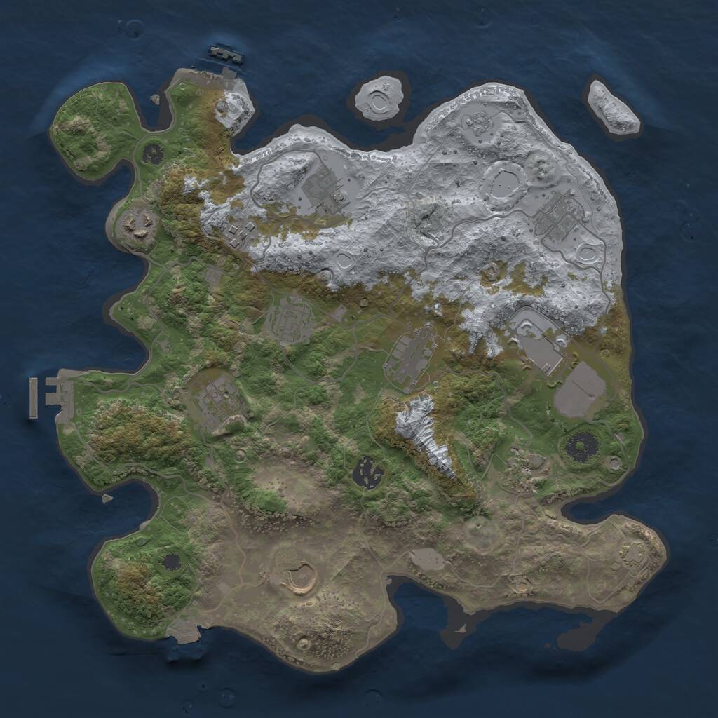 Rust Map: Procedural Map, Size: 3500, Seed: 501660580, 16 Monuments