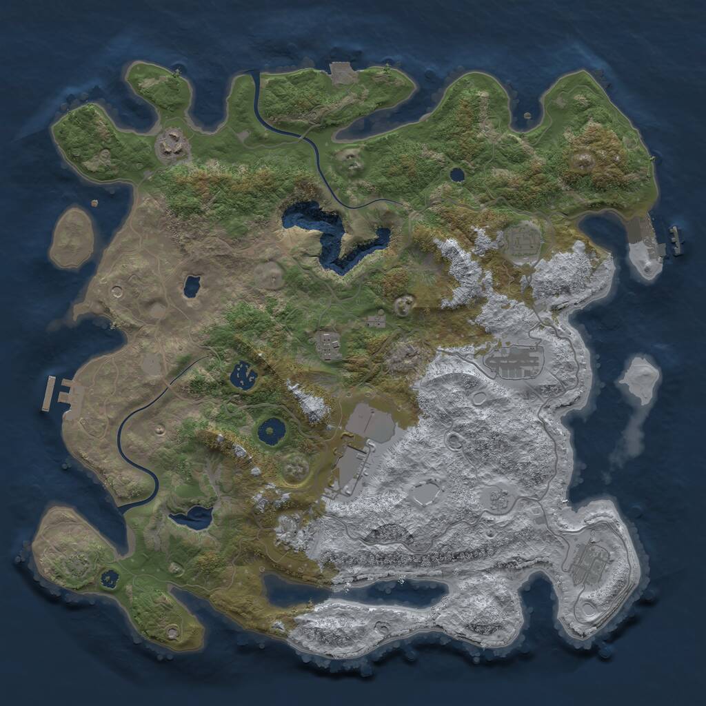 Rust Map: Procedural Map, Size: 4000, Seed: 1118285374, 14 Monuments