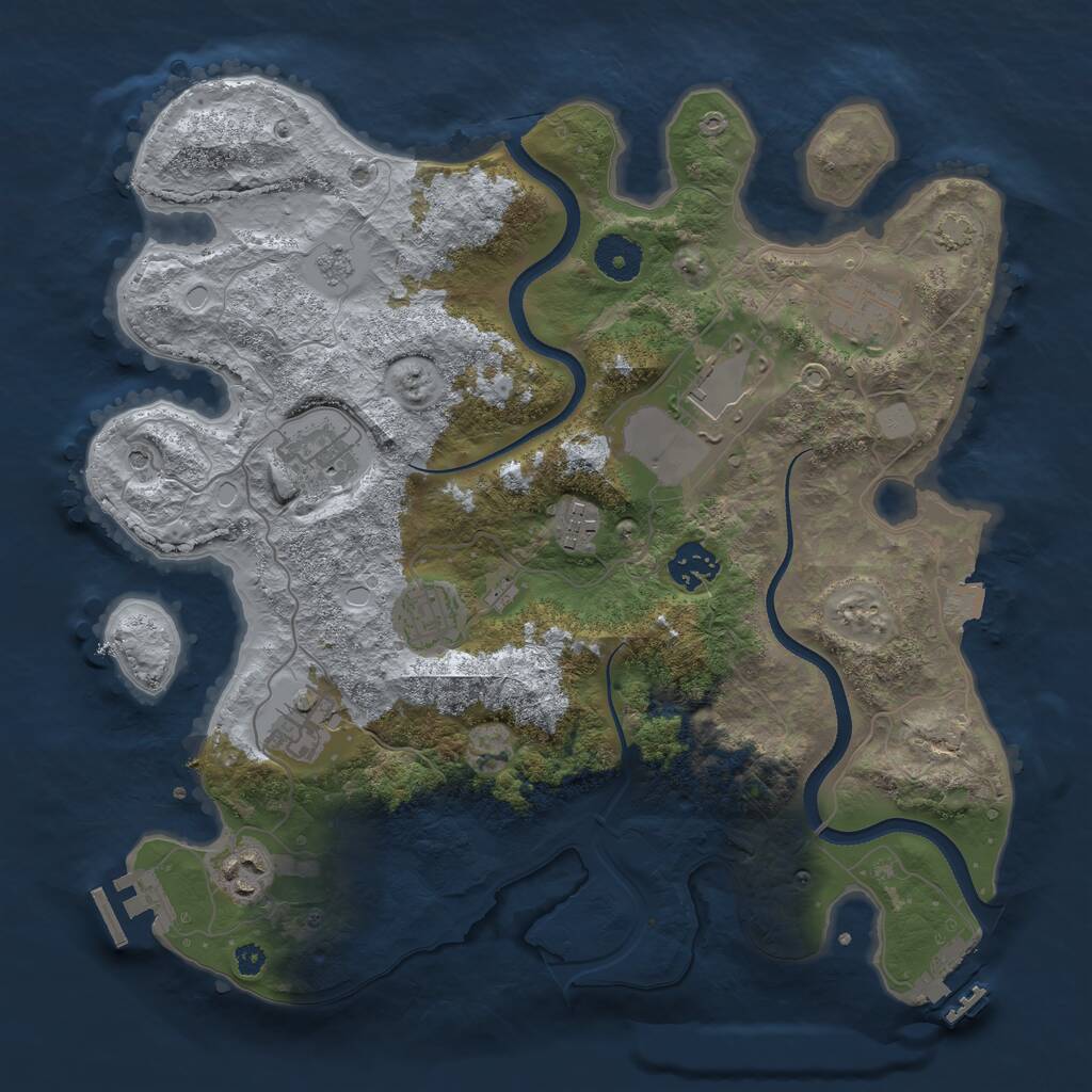 Rust Map: Procedural Map, Size: 3500, Seed: 1166281956, 14 Monuments