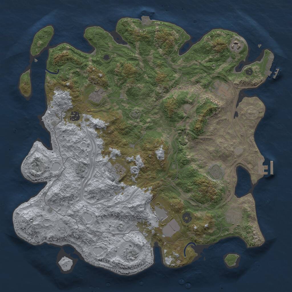 Rust Map: Procedural Map, Size: 4250, Seed: 951990454, 16 Monuments