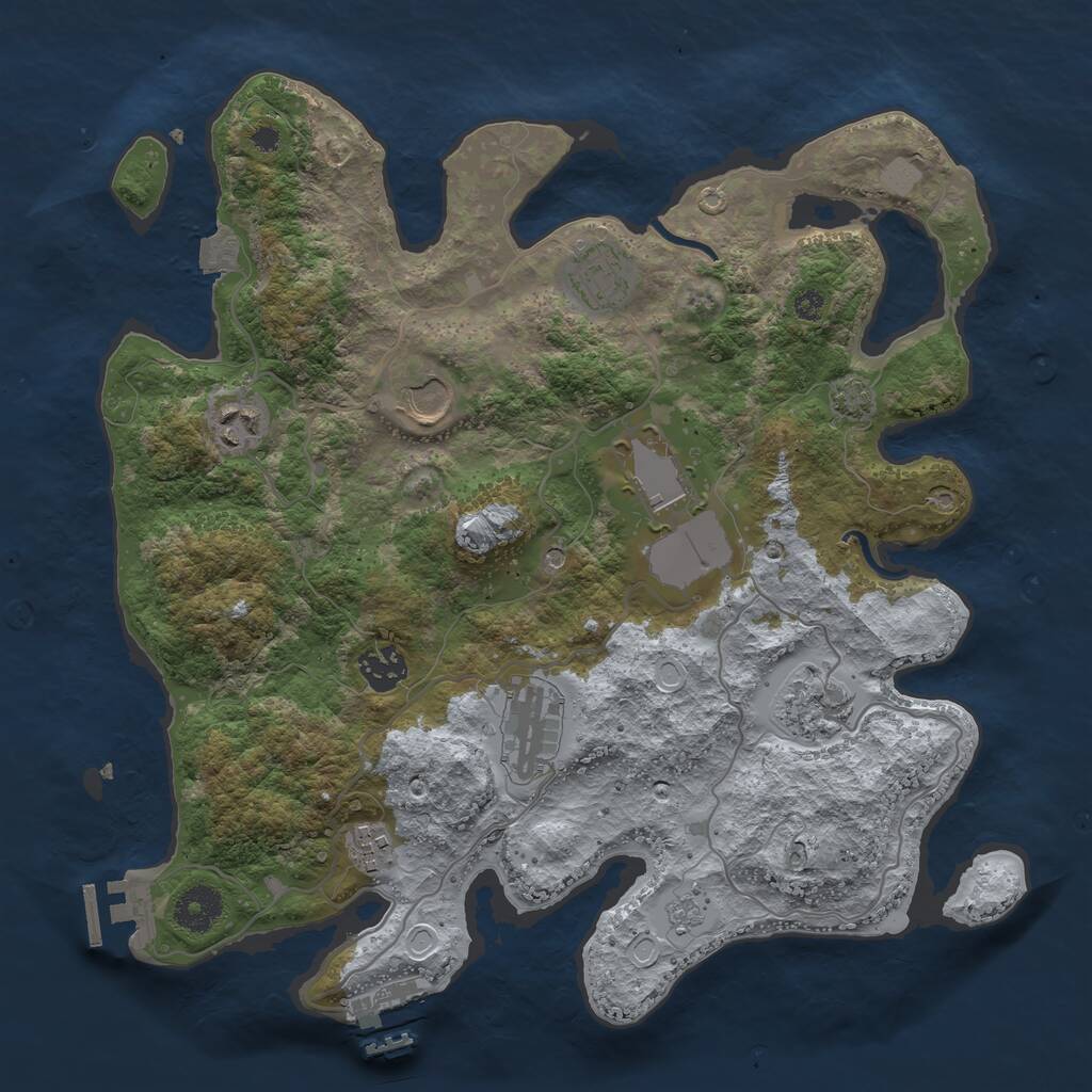 Rust Map: Procedural Map, Size: 3500, Seed: 1237416939, 14 Monuments