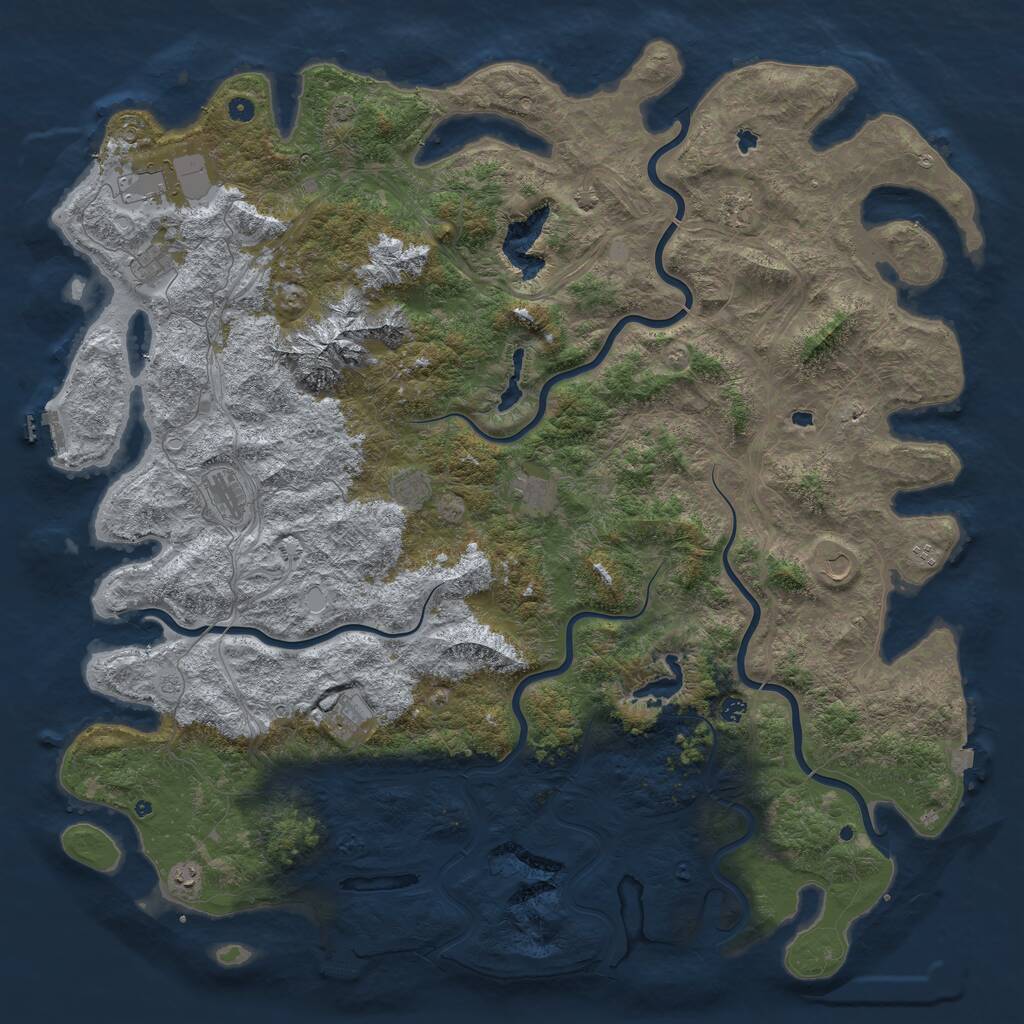 Rust Map: Procedural Map, Size: 6000, Seed: 201180, 17 Monuments