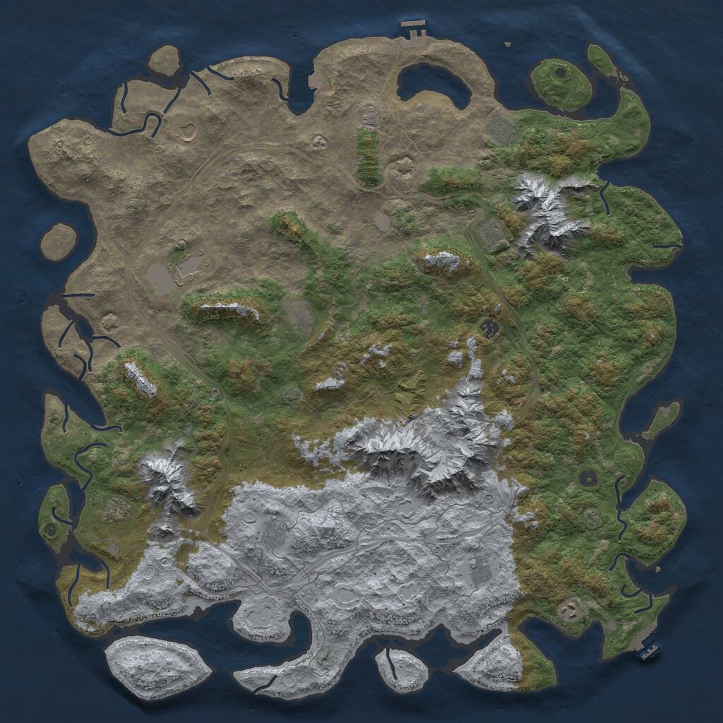 Rust Map: Procedural Map, Size: 6000, Seed: 133755813, 17 Monuments
