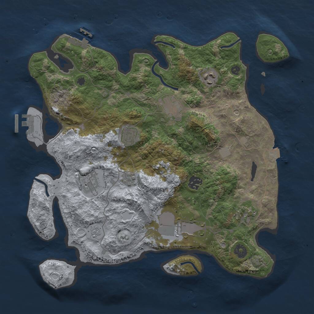 Rust Map: Procedural Map, Size: 3500, Seed: 732743658, 14 Monuments