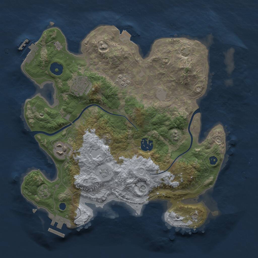 Rust Map: Procedural Map, Size: 3000, Seed: 2037134701, 10 Monuments