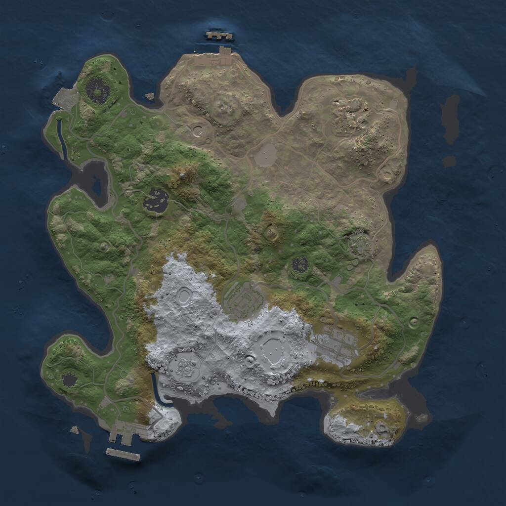 Rust Map: Procedural Map, Size: 3000, Seed: 2037134701, 10 Monuments