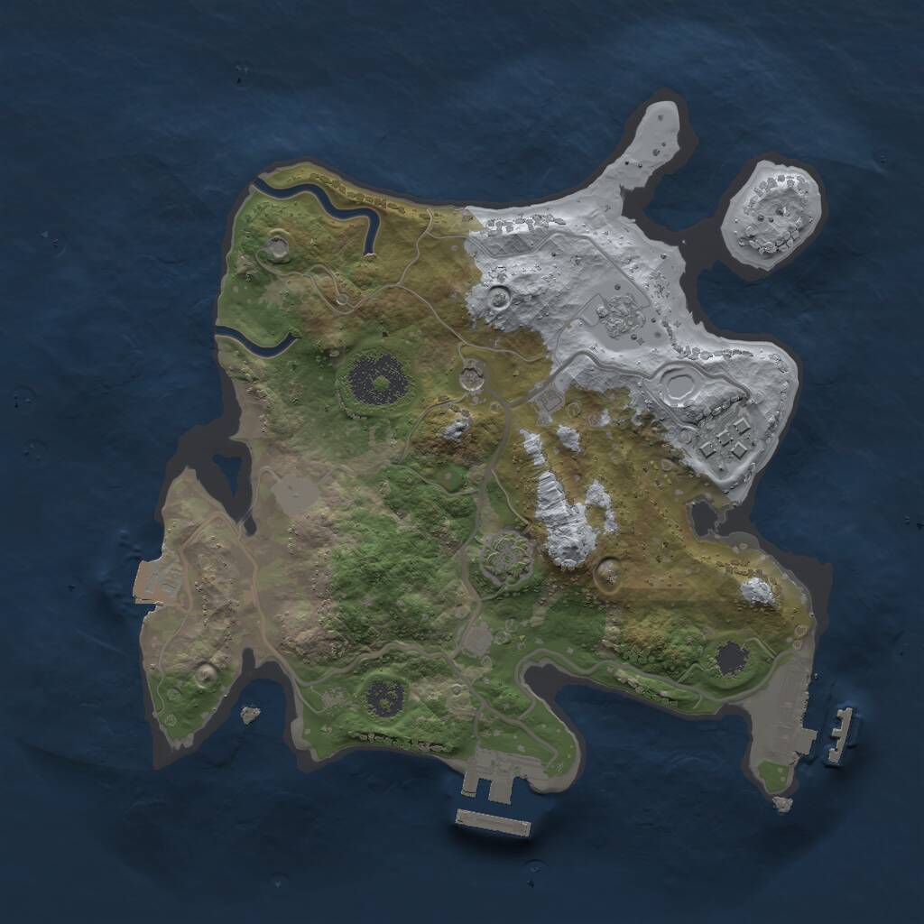 Rust Map: Procedural Map, Size: 2500, Seed: 45674675, 7 Monuments