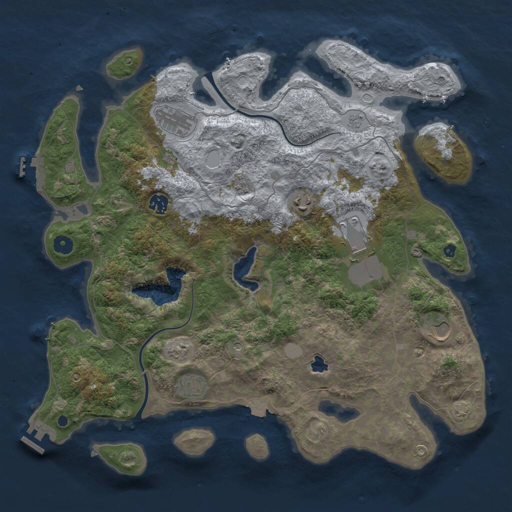 Rust Map: Procedural Map, Size: 4000, Seed: 1608883565, 13 Monuments