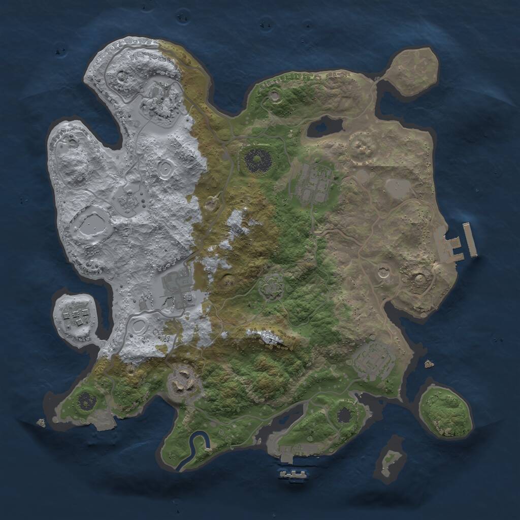 Rust Map: Procedural Map, Size: 3000, Seed: 879775449, 12 Monuments