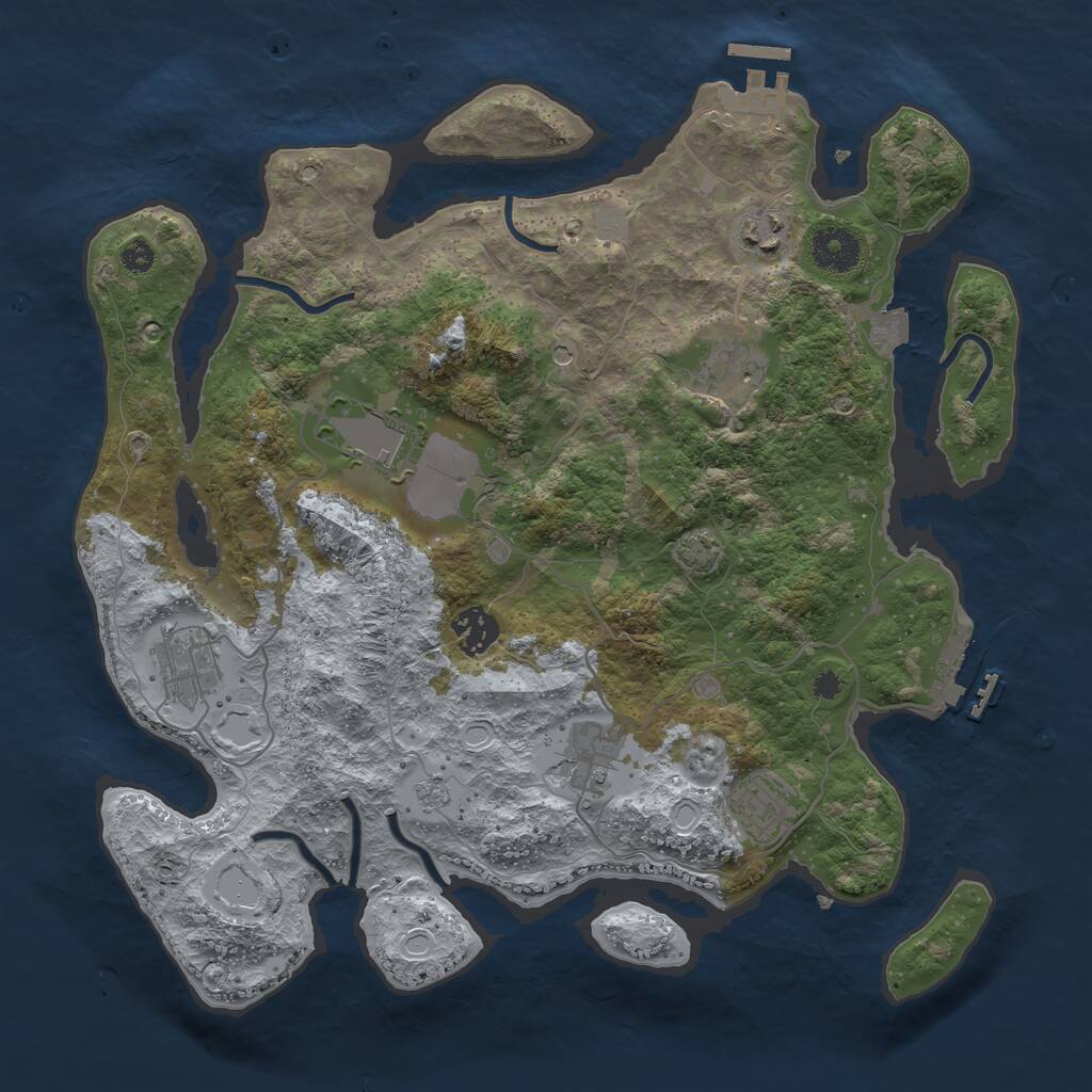 Rust Map: Procedural Map, Size: 3500, Seed: 35467454, 13 Monuments