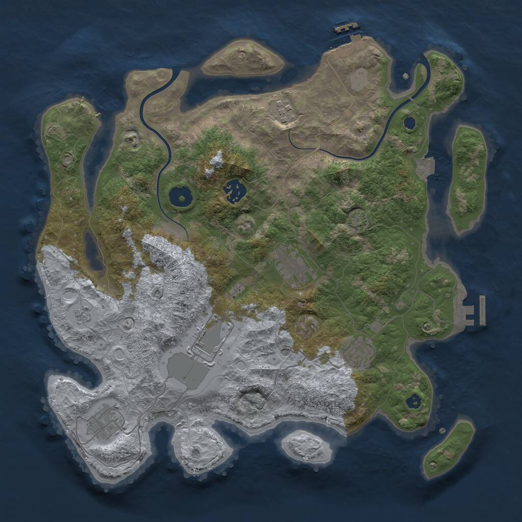 Rust Map: Procedural Map, Size: 3500, Seed: 35467454, 12 Monuments