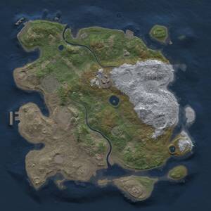 Thumbnail Rust Map: Procedural Map, Size: 3200, Seed: 1615630600, 10 Monuments