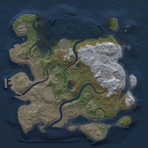 Thumbnail Rust Map: Procedural Map, Size: 3200, Seed: 1615630600, 12 Monuments