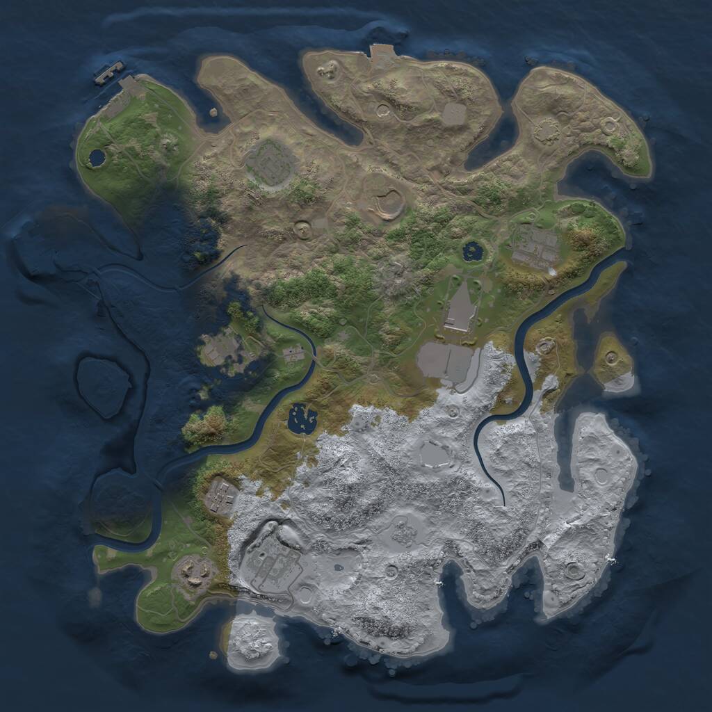 Rust Map: Procedural Map, Size: 3500, Seed: 1325857708, 15 Monuments