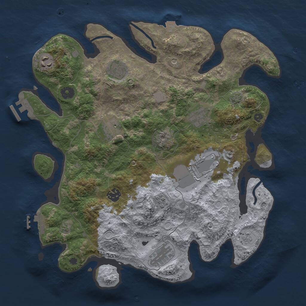 Rust Map: Procedural Map, Size: 3500, Seed: 1325857708, 14 Monuments