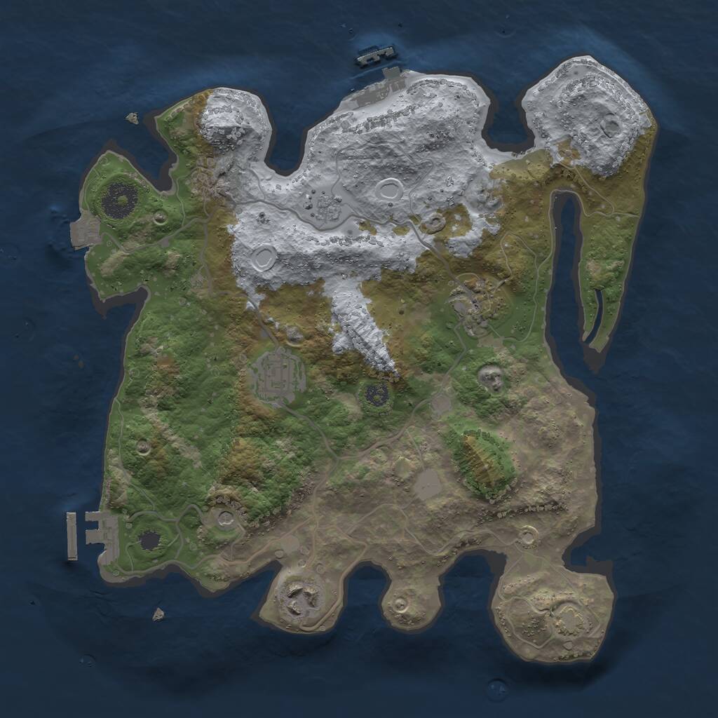 Rust Map: Procedural Map, Size: 3000, Seed: 1973869378, 9 Monuments