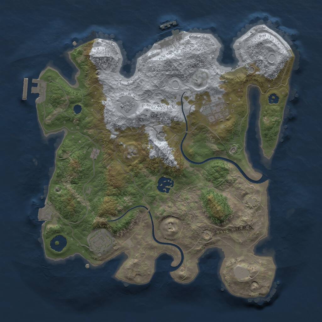 Rust Map: Procedural Map, Size: 3000, Seed: 1973869378, 9 Monuments