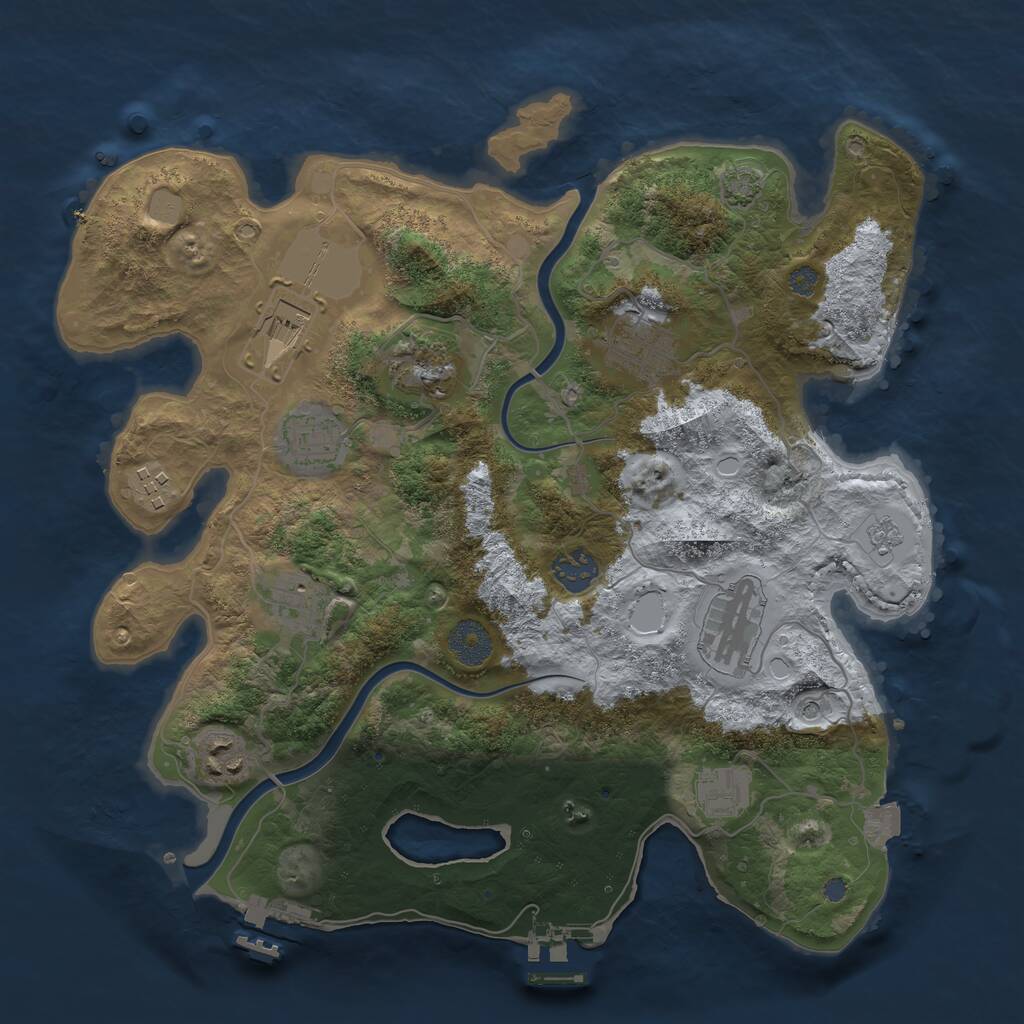 Rust Map: Procedural Map, Size: 3500, Seed: 148332227, 17 Monuments