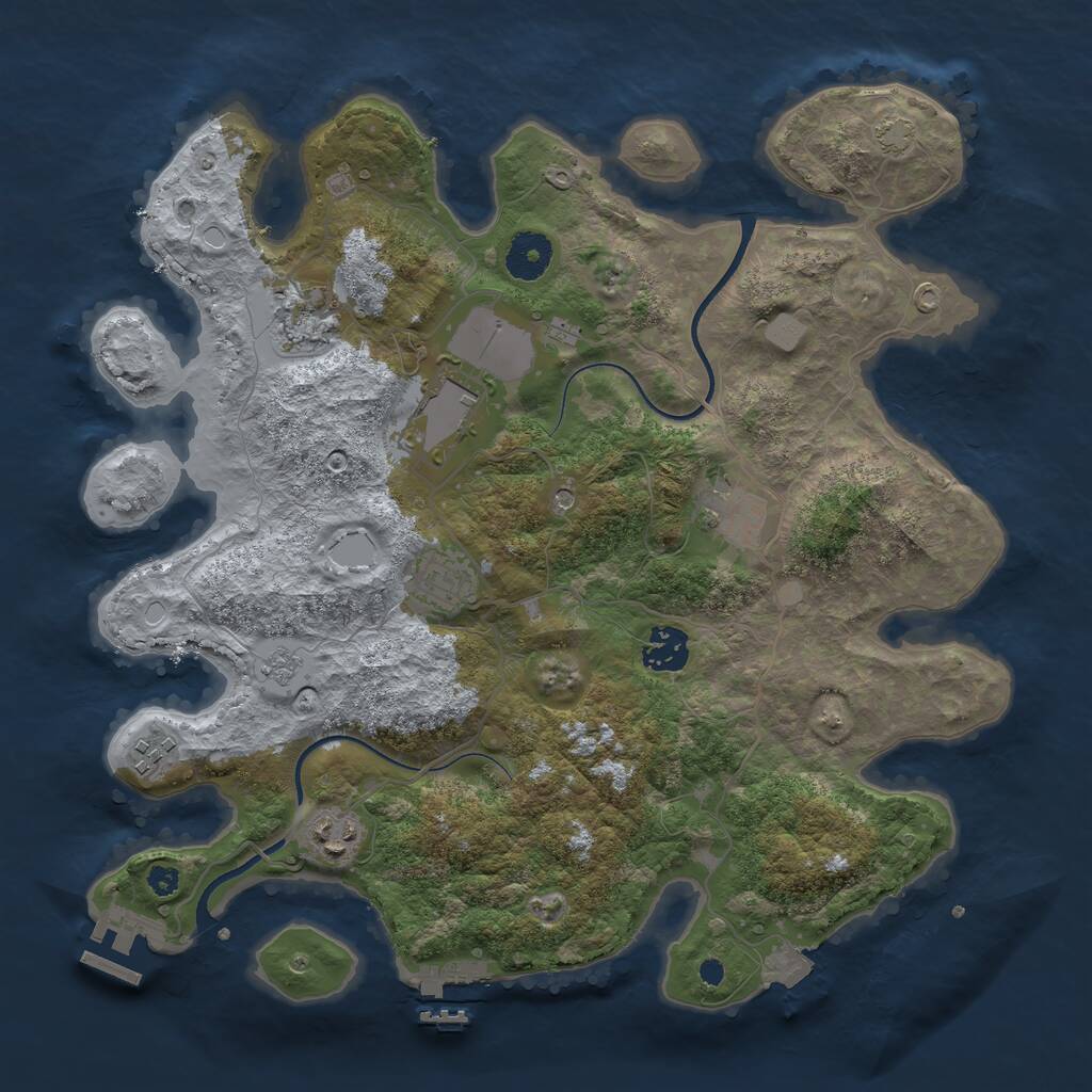 Rust Map: Procedural Map, Size: 3500, Seed: 927547033, 13 Monuments