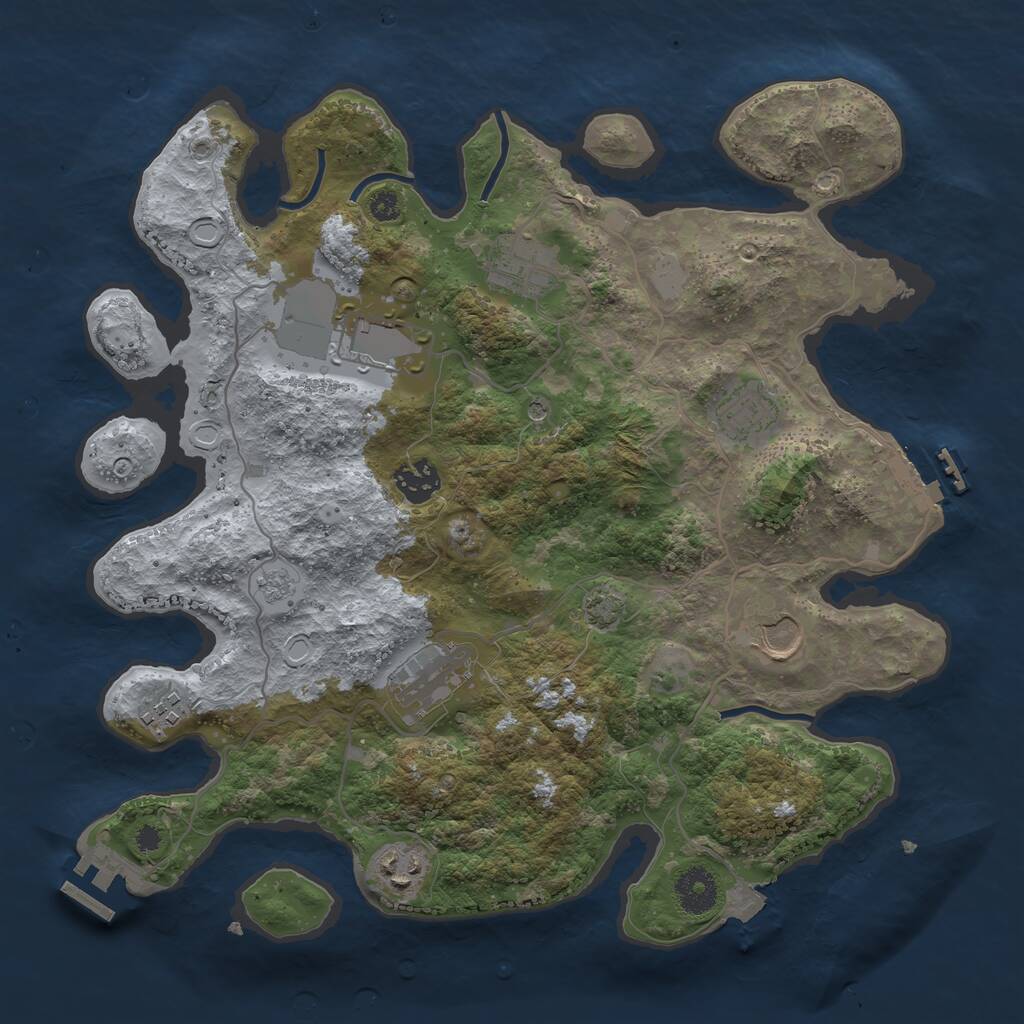 Rust Map: Procedural Map, Size: 3500, Seed: 927547033, 14 Monuments