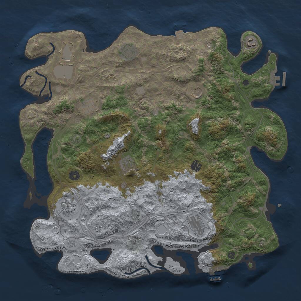 Rust Map: Procedural Map, Size: 4250, Seed: 1132640206, 16 Monuments