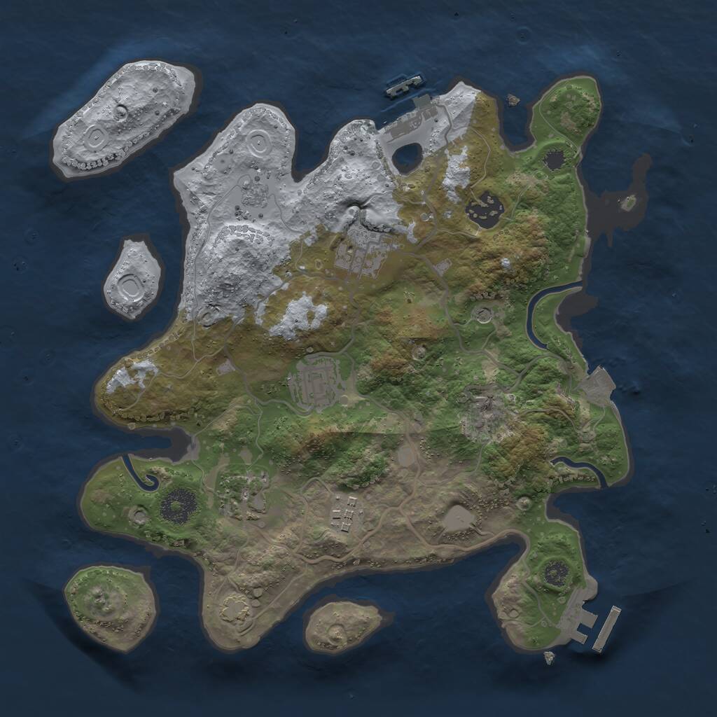 Rust Map: Procedural Map, Size: 3000, Seed: 1329930392, 11 Monuments