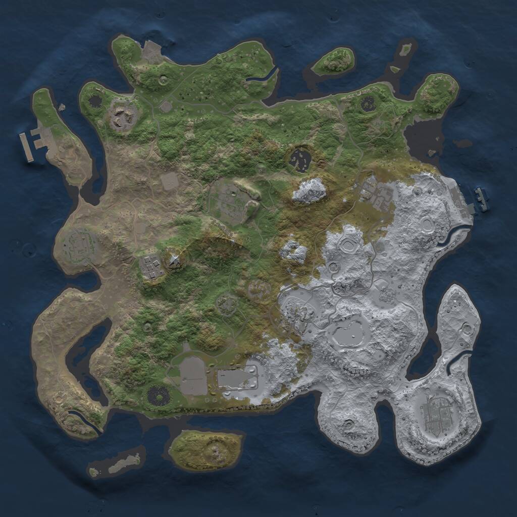 Rust Map: Procedural Map, Size: 3500, Seed: 4885741, 15 Monuments