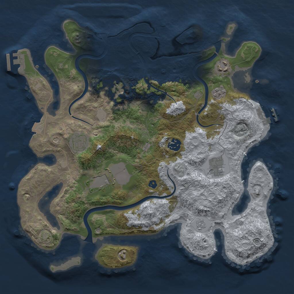 Rust Map: Procedural Map, Size: 3500, Seed: 4885741, 13 Monuments
