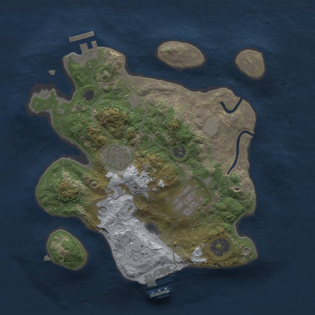 Rust Map: Procedural Map, Size: 2500, Seed: 75381847, 7 Monuments