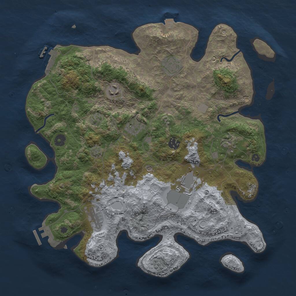 Rust Map: Procedural Map, Size: 3750, Seed: 1209330646, 14 Monuments