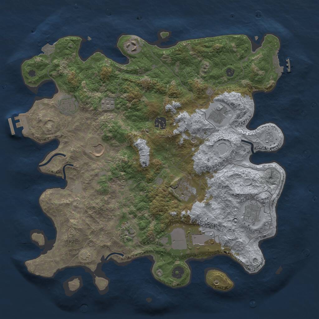 Rust Map: Procedural Map, Size: 3850, Seed: 3131845, 16 Monuments