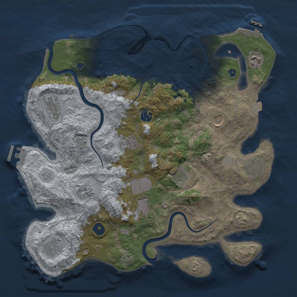 Rust Map: Procedural Map, Size: 3750, Seed: 10924, 17 Monuments