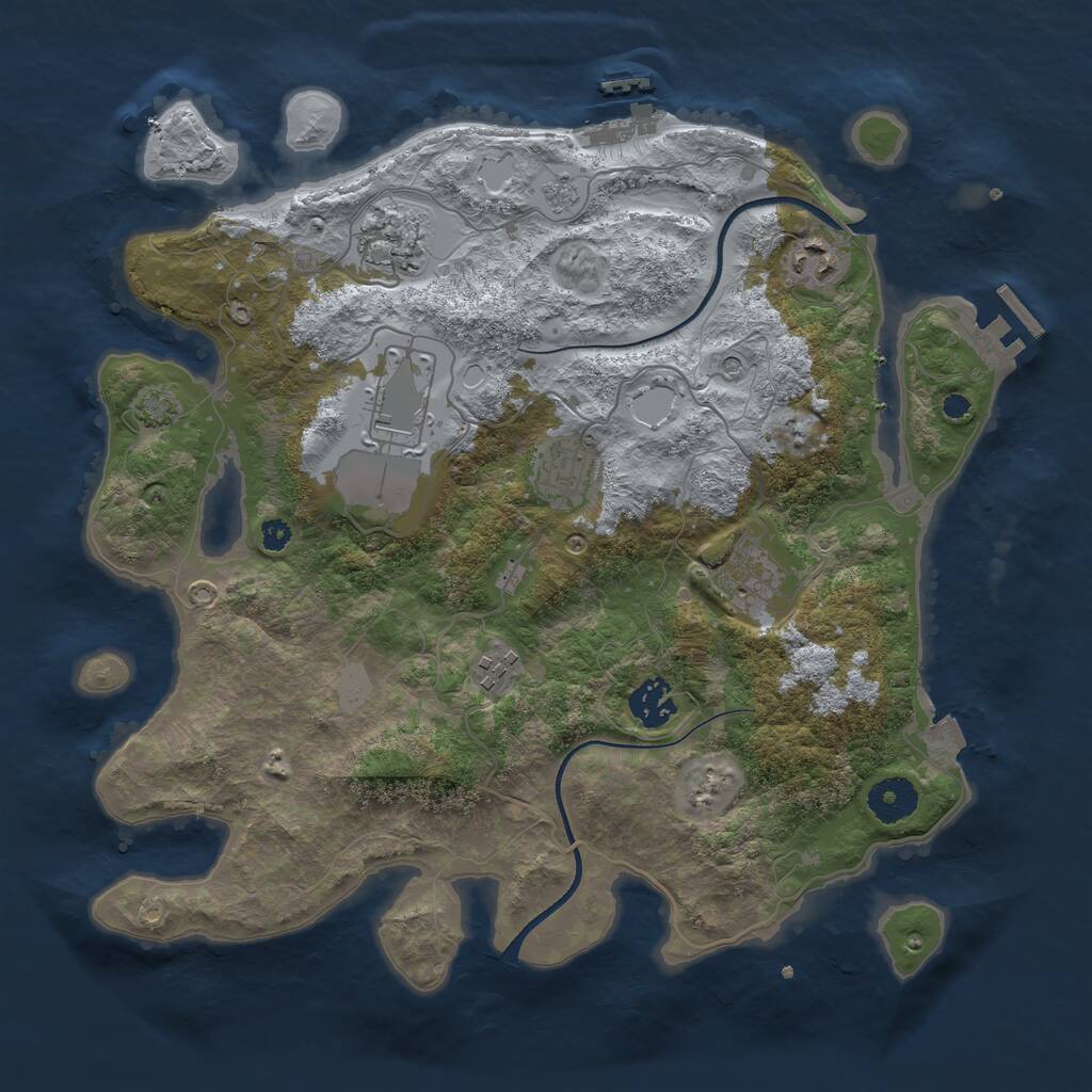 Rust Map: Procedural Map, Size: 3500, Seed: 543249720, 13 Monuments