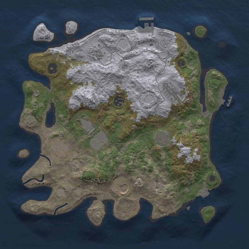 Rust Map: Procedural Map, Size: 3500, Seed: 543249720, 13 Monuments