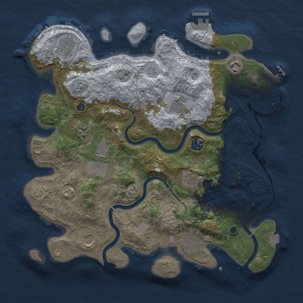 Rust Map: Procedural Map, Size: 3750, Seed: 1619783379, 16 Monuments