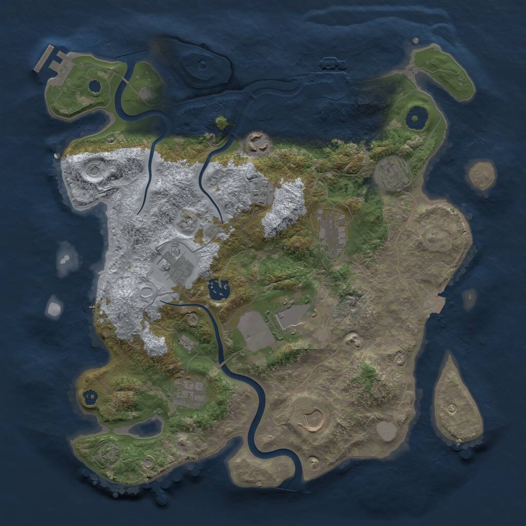 Rust Map: Procedural Map, Size: 3500, Seed: 2609, 14 Monuments