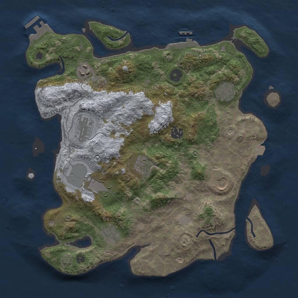 Rust Map: Procedural Map, Size: 3500, Seed: 2609, 13 Monuments