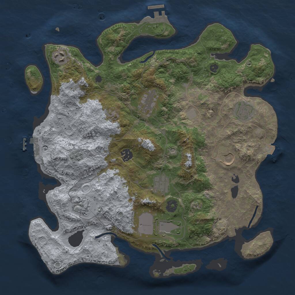 Rust Map: Procedural Map, Size: 3600, Seed: 539487177, 15 Monuments