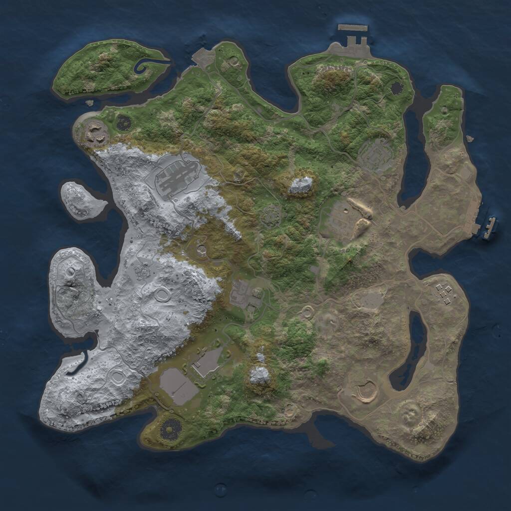 Rust Map: Procedural Map, Size: 3500, Seed: 69218822, 14 Monuments