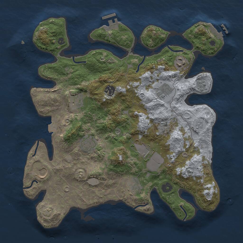 Rust Map: Procedural Map, Size: 3500, Seed: 1006505101, 15 Monuments