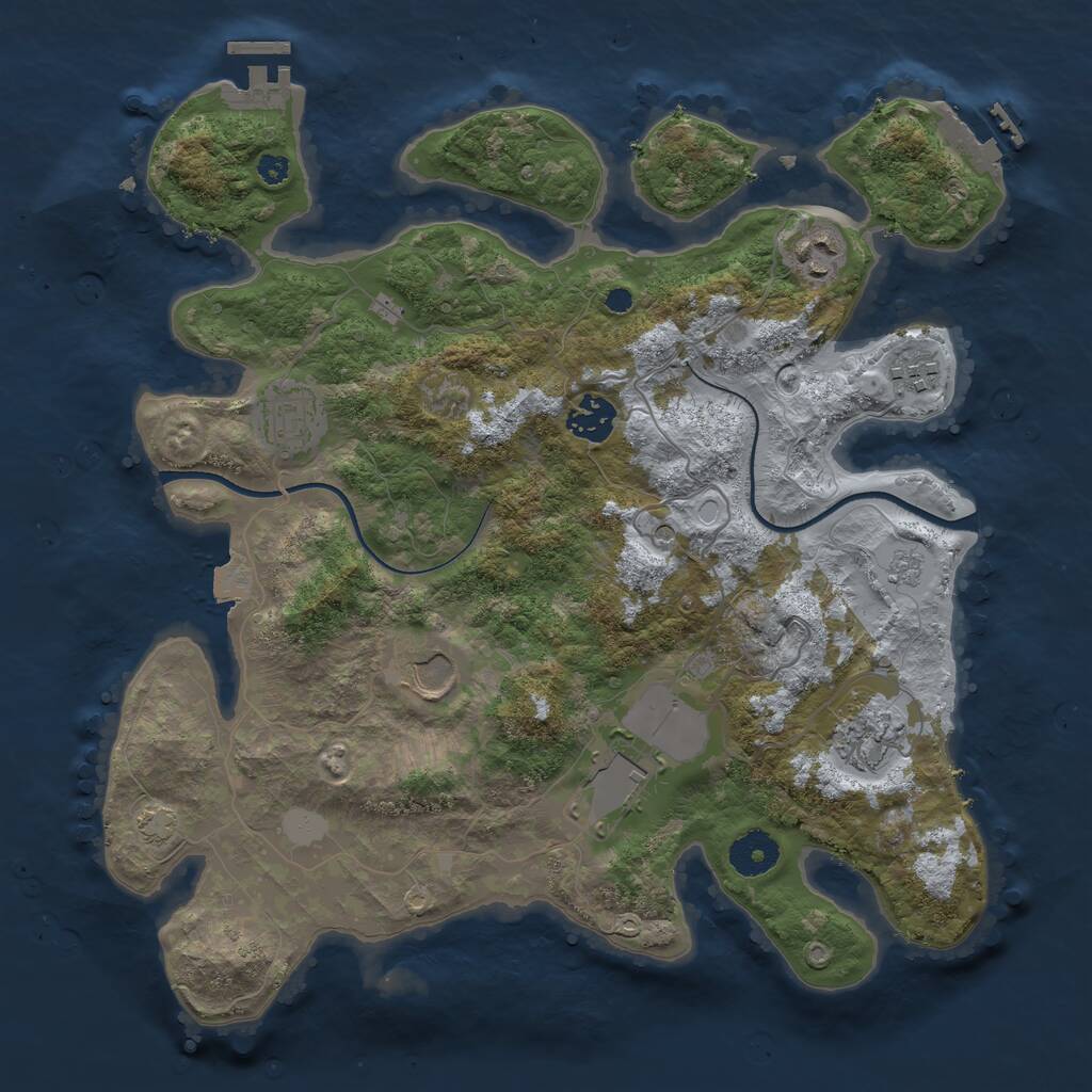 Rust Map: Procedural Map, Size: 3500, Seed: 1006505101, 13 Monuments