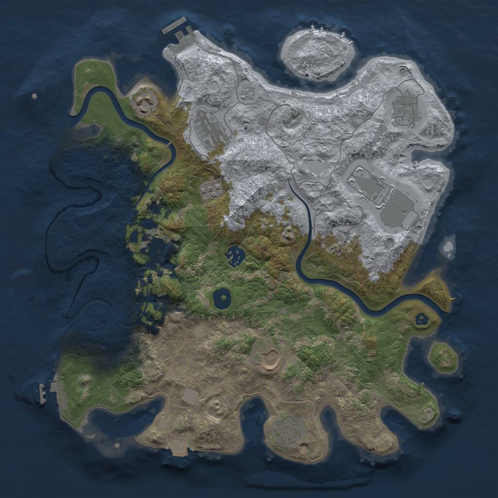 Rust Map: Procedural Map, Size: 3750, Seed: 917335390, 16 Monuments