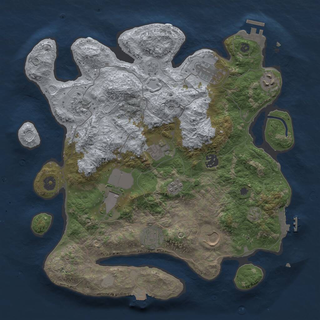 Rust Map: Procedural Map, Size: 3500, Seed: 1765778542, 15 Monuments